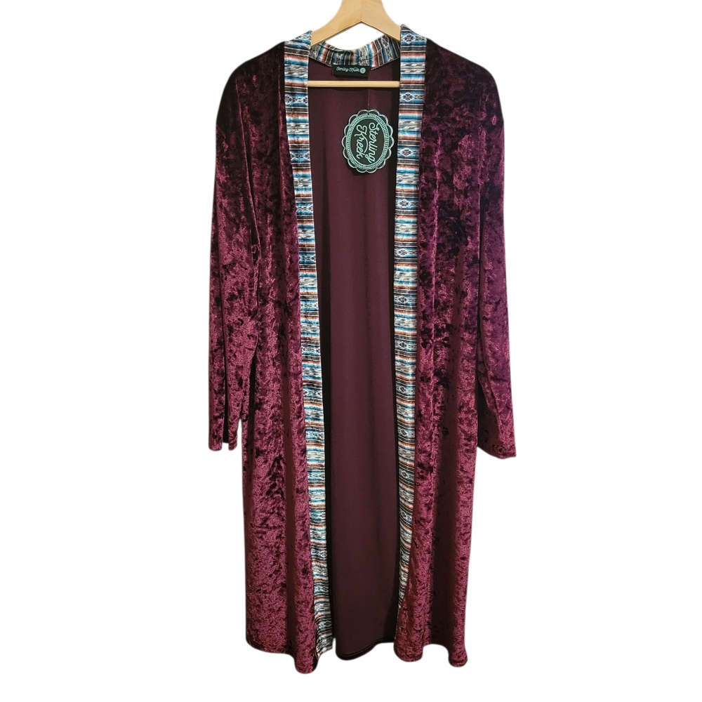 Sterling Kreek Red Velvet Western Duster Cardigan